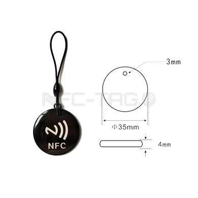 Brelok TAG NFC NTAG213 13.56MHz pusty programowalny Czarny - Zestaw 5 SZT