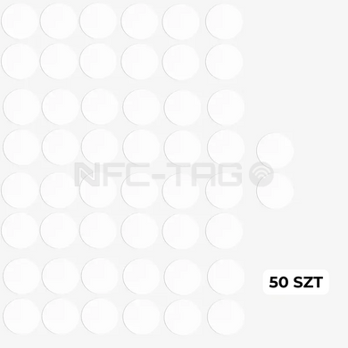 NFC Tag NTAG216 Naklejka ETYKIETA 13.56MHz Okrągły 25 mm pusty programowalny - Biały 50 SZT