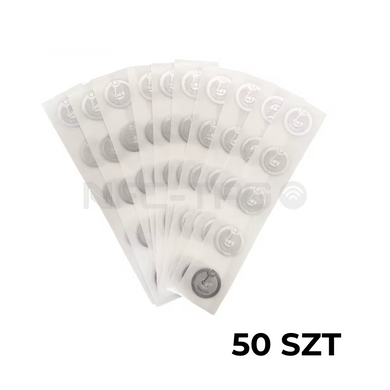 NFC Tag NTAG215 Naklejka ETYKIETA 13.56MHz Okrągły 25 mm pusty programowalny - Transparentne 50 SZT
