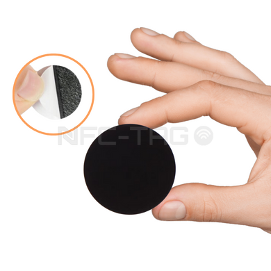 NFC Tag NTAG215 PVC karta Naklejka ETYKIETA 13.56MHz Okrągły 25 mm pusty programowalny Samoprzylepne - Czarny 50 SZT